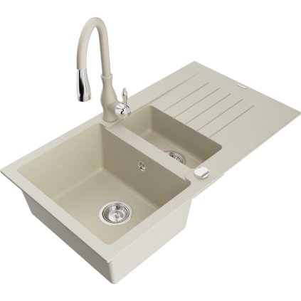 239676 3 mexen matias 1 5 komorovy granitovy drez 900x505x200 mm a drezova bateria savita bezova 6502 69 672601 69