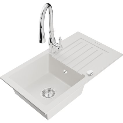 242541 3 mexen pablo 1 komorovy granitovy drez 752x436x161 mm a drezova bateria savita biela 6510 20 672601 00