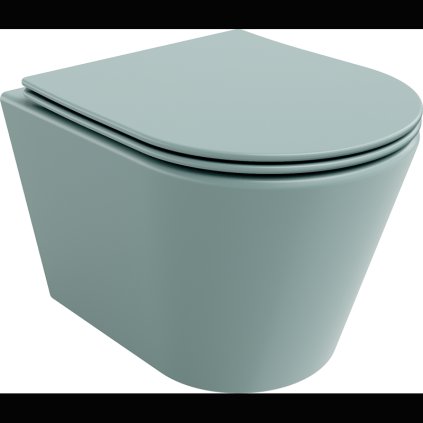 Mexen Rico, závěsné WC Rimless s WC deskou slim, duroplast, zelená matná, 30724048