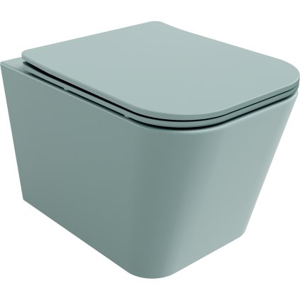 Mexen Teo, závěsné WC Rimless s WC deskou slim, duroplast, zelená matná, 30854048