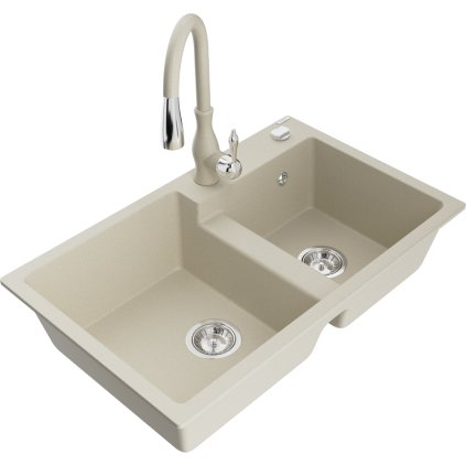 242895 3 mexen tomas granitovy drez 800x500x190 mm 2 komorovy a drezova bateria savita bezova 6516 69 672601 69