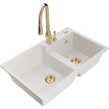 242883 3 mexen tomas granitovy drez 800x500x190 mm 2 komorovy a drezova bateria savita biela 6516 20 672601 50
