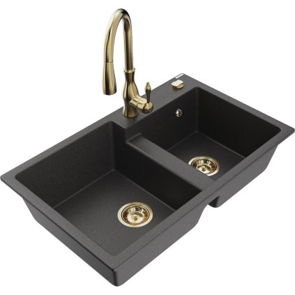 242949 mexen tomas granitovy drez 800x500x190 mm 2 komorovy a drezova bateria savita cierna skvrnita 6516 76 672601 50
