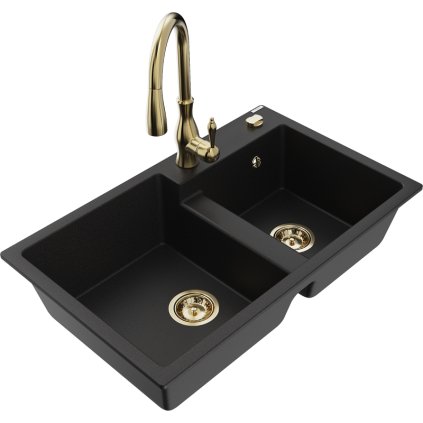 242964 mexen tomas granitovy drez 800x500x190 mm 2 komorovy a drezova bateria savita cierna 6516 77 672601 50