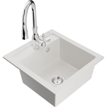 240057 mexen vito 1 komorovy granitovy drez 520x490x210 mm a drezova bateria savita biela 6503 20 672601 00
