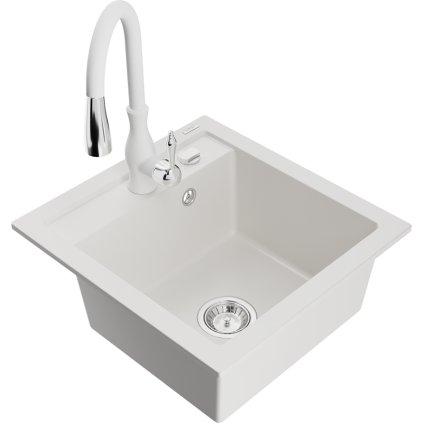 240060 mexen vito 1 komorovy granitovy drez 520x490x210 mm a drezova bateria savita biela 6503 20 672601 20