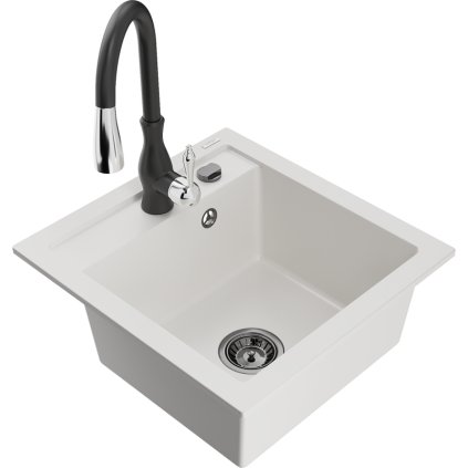 240066 3 mexen vito 1 komorovy granitovy drez 520x490x210 mm a drezova bateria savita biela 6503 20 672601 70
