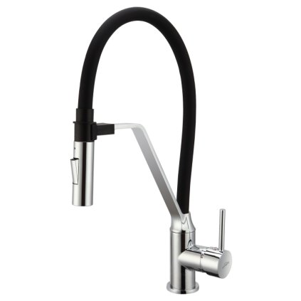 Invena Terra, kuchyňská baterie s elastickým ramenem, černá-chrom, INV-BZ-54-L04-D