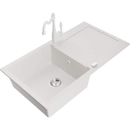 243549 mexen leo granitovy drez 900x500x190 mm 1 komorovy a drezova bateria carla biela 6501 20 670700 20