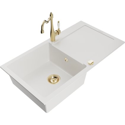 243552 mexen leo granitovy drez 900x500x190 mm 1 komorovy a drezova bateria carla biela 6501 20 670700 50