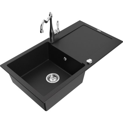 243606 mexen leo granitovy drez 900x500x190 mm 1 komorovy a drezova bateria carla cierna 6501 77 670700 00