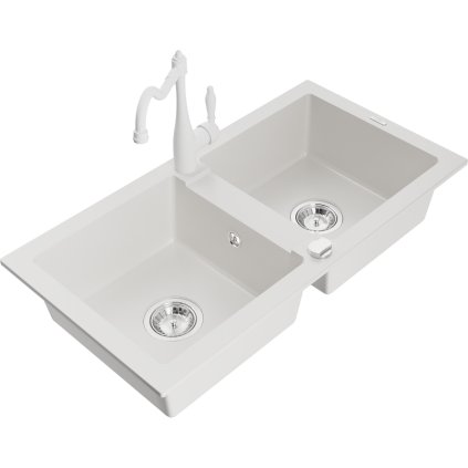 243891 mexen mario granitovy drez 820x436x161 mm 2 komorovy a drezova bateria carla biela 6504 20 670700 20