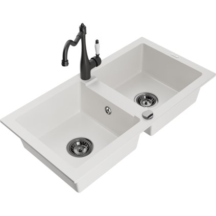 243897 mexen mario granitovy drez 820x436x161 mm 2 komorovy a drezova bateria carla biela 6504 20 670700 70