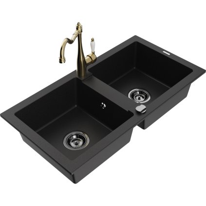 243975 mexen mario granitovy drez 820x436x161 mm 2 komorovy a drezova bateria carla cierna 6504 77 670700 50 b