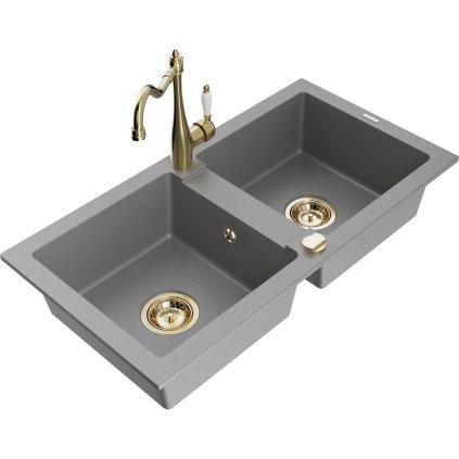 243915 mexen mario granitovy drez 820x436x161 mm 2 komorovy a drezova bateria carla seda 6504 71 670700 50