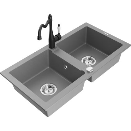 243918 mexen mario granitovy drez 820x436x161 mm 2 komorovy a drezova bateria carla seda 6504 71 670700 70