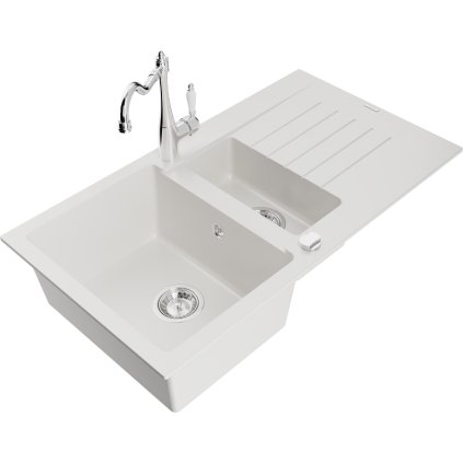 243621 mexen matias granitovy drez 900x505x200 mm 1 5 komorovy a drezova bateria carla biela 6502 20 670700 00