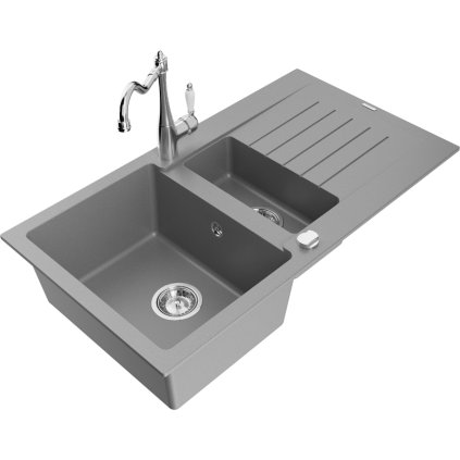 243735 mexen matias granitovy drez 900x505x200 mm 1 5 komorovy a drezova bateria carla seda 6502 71 670700 00