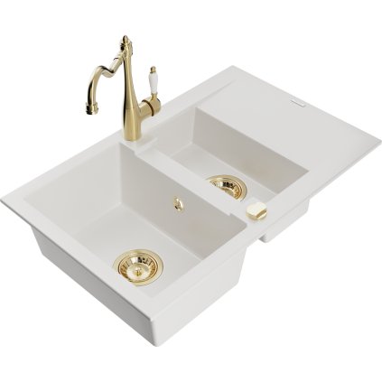 244497 mexen gaspar granitovy drez 752x436x161 mm 1 5 komorovy a drezova bateria carla biela 6507 20 670700 50
