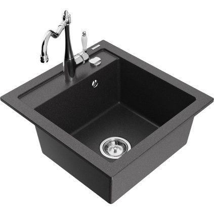 244173 3 mexen vito granitovy drez 490x520x210 mm 1 komorovy a drezova bateria carla cierna skvrnita 6503 76 670700 00