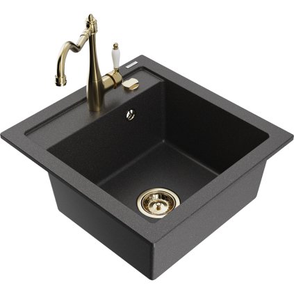 244176 3 mexen vito granitovy drez 490x520x210 mm 1 komorovy a drezova bateria carla cierna skvrnita 6503 76 670700 50