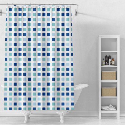 244857 aqualine sprchovy zaves 180x180cm vinyl biela modra cierna zv036