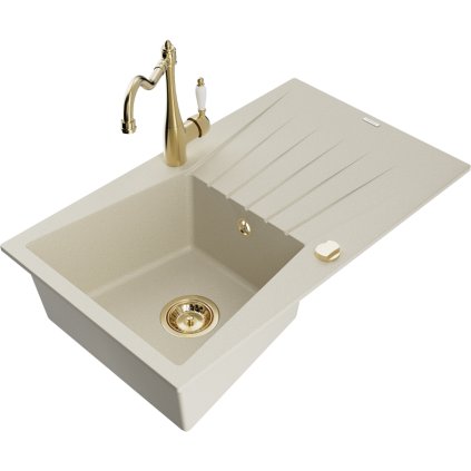 245139 mexen cesar 1 komorovy granitovy drez 775x470x190 mm a drezova bateria carla bezova 6514 69 670700 50