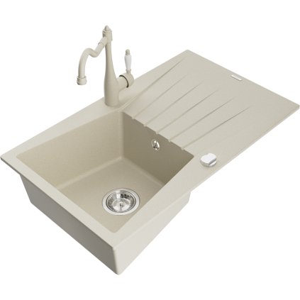 245136 3 mexen cesar 1 komorovy granitovy drez 775x470x190 mm a drezova bateria carla bezova 6514 69 670700 69