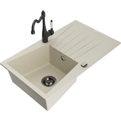 245142 mexen cesar 1 komorovy granitovy drez 775x470x190 mm a drezova bateria carla bezova 6514 69 670700 70