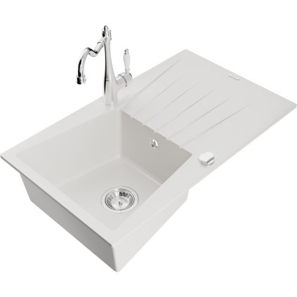 245121 mexen cesar 1 komorovy granitovy drez 775x470x190 mm a drezova bateria carla biela 6514 20 670700 00