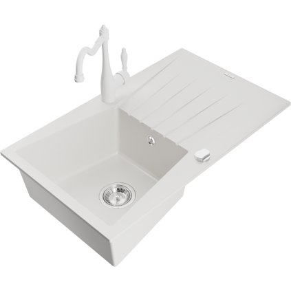 245124 mexen cesar 1 komorovy granitovy drez 775x470x190 mm a drezova bateria carla biela 6514 20 670700 20