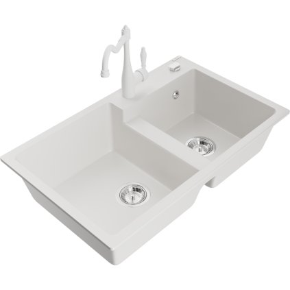245367 mexen tomas granitovy drez 800x500x190 mm 2 komorovy a drezova bateria carla biela 6516 20 670700 20
