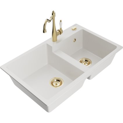 245370 mexen tomas granitovy drez 800x500x190 mm 2 komorovy a drezova bateria carla biela 6516 20 670700 50