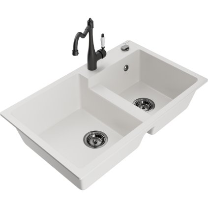 245373 3 mexen tomas granitovy drez 800x500x190 mm 2 komorovy a drezova bateria carla biela 6516 20 670700 70