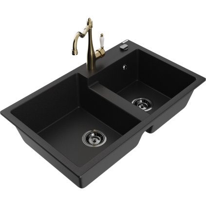 245451 mexen tomas granitovy drez 800x500x190 mm 2 komorovy a drezova bateria carla cierna 6516 77 670700 50 b