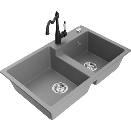 245394 3 mexen tomas granitovy drez 800x500x190 mm 2 komorovy a drezova bateria carla seda 6516 71 670700 70