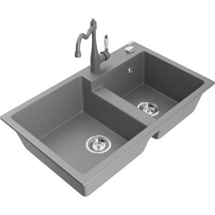 245400 3 mexen tomas granitovy drez 800x500x190 mm 2 komorovy a drezova bateria carla seda 6516 71 670700 71