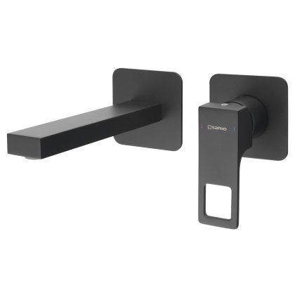 Sapho, FORATA podomítková umyvadlová baterie, délka hubice 20cm, černá mat