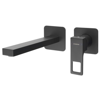 Sapho, FORATA podomítková umyvadlová baterie, délka hubice 23cm, černá mat