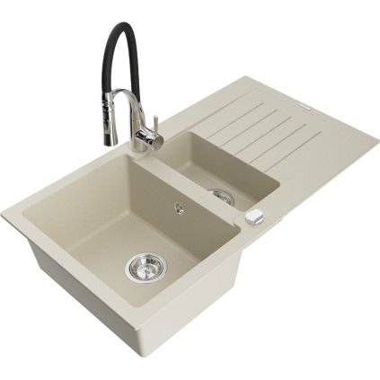 246045 mexen matias granitovy drez 900x505x200 mm 1 5 komorovy a drezova bateria aster bezova 6502 69 73450 07