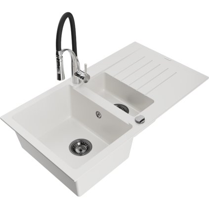 246033 mexen matias granitovy drez 900x505x200 mm 1 5 komorovy a drezova bateria aster biela 6502 20 73450 07 b