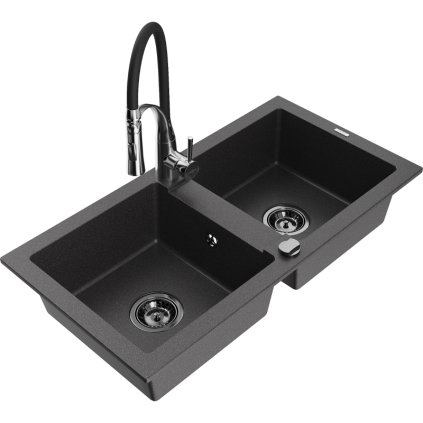 246903 mexen mario granitovy drez 820x436x161 mm 2 komorovy a drezova bateria aster cierna skvrnita 6504 76 73450 07 b
