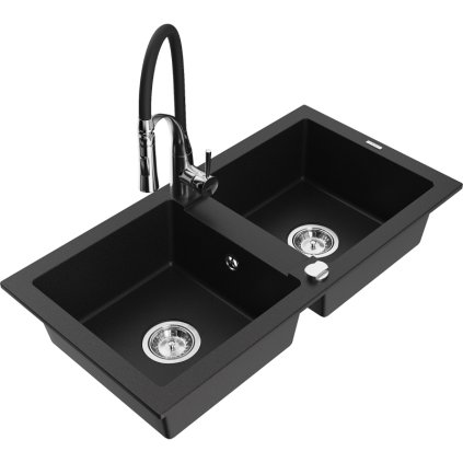 246918 3 mexen mario granitovy drez 820x436x161 mm 2 komorovy a drezova bateria aster cierna 6504 77 73450 07