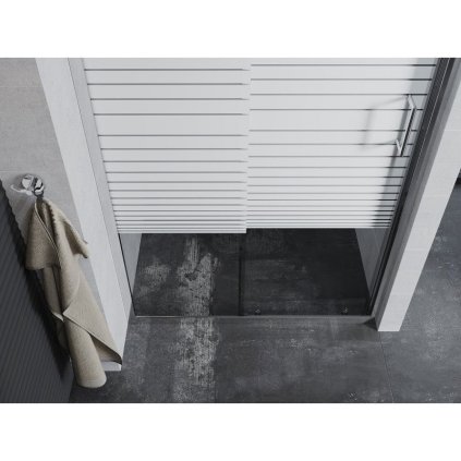 Mexen APIA sprchové posuvné dveře do otvoru 90cm, čiré / pásy, 845-090-000-01-20