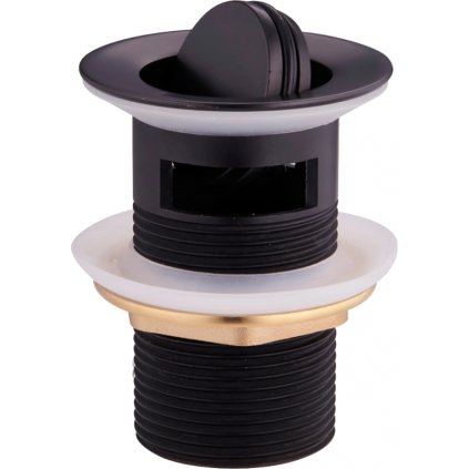 Mexen uzavíratelná malá umyvadlová výpusť kulatá, ClickClack, malá zátka, s přepadem, Černá, 79923-70