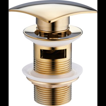 Mexen uzavíratelná umyvadlová výpusť hranatá, ClickClack, velká zátka, s přepadem, Zlatá, 79926-50