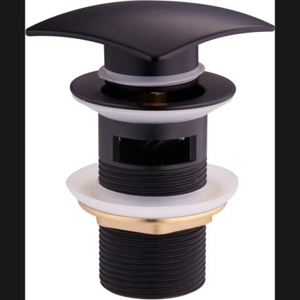 Mexen uzavíratelná umyvadlová výpusť hranatá, ClickClack, velká zátka, s přepadem, Černá, 79926-70