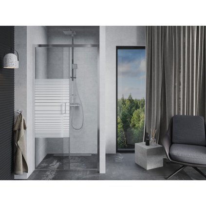 Mexen APIA sprchové posuvné dveře do otvoru 95cm, čiré / pásy, 845-095-000-01-20