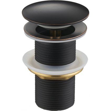 Mexen uzavíratelná umyvadlová výpusť kulatý, ClickClack, velká zátka, bez přepadu, Retro černá, 79910-79