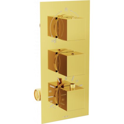 Mexen CUBE - 3-výstupová podomítková sprchová baterie, Zlatá, 77503-50